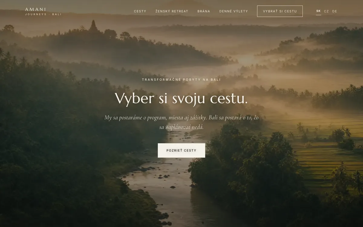 Úvodní stránka webu Transformačný pobyt