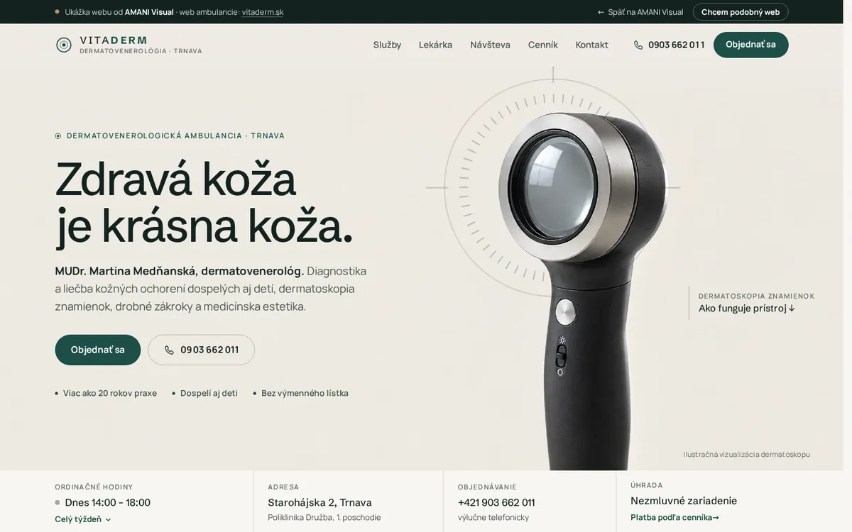 Úvodní stránka webu VITADERM